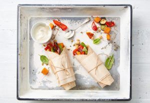 Mediterranean Roasted Vegetable & Chickpea Wrap